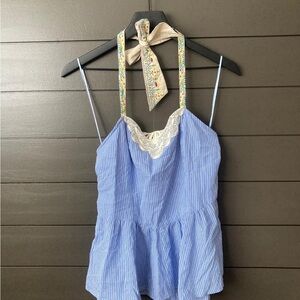 Free People Blue Smocked Top